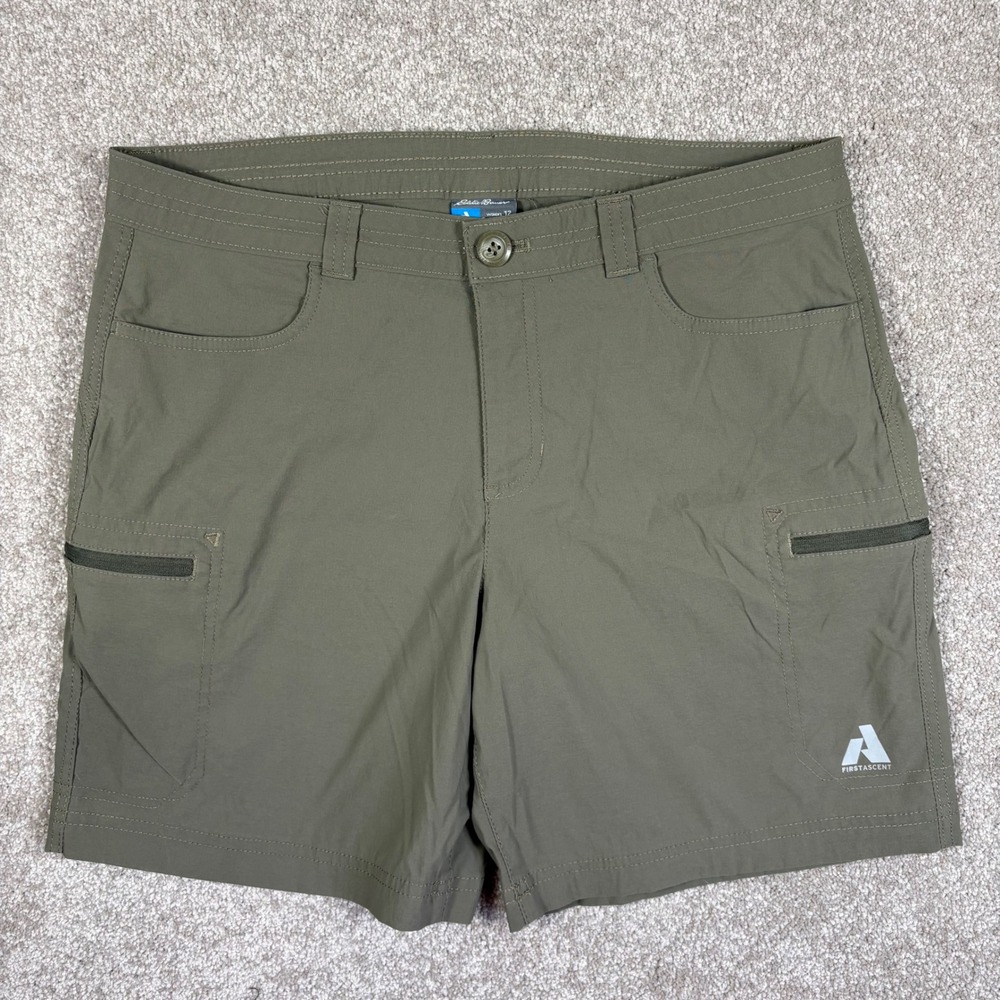 Eddie Bauer First Ascent Hiking Shorts Womens 12 Olive Green Cargo 7 Inseam
